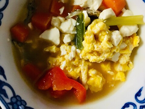 卵と豆腐、パプリカ、野菜スープ！作り置きも